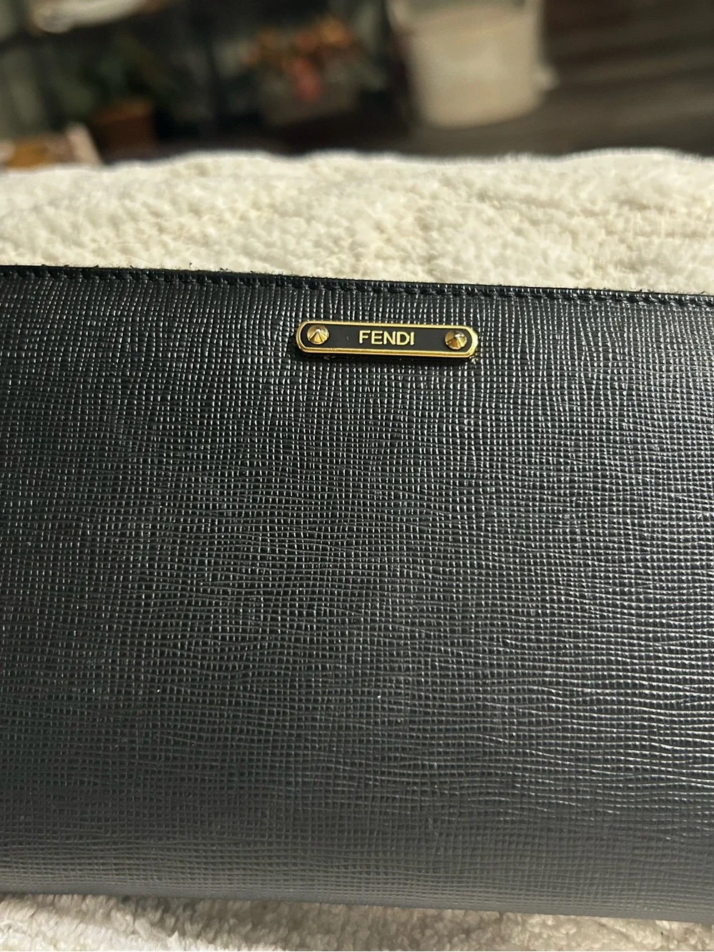 Fendi Black Continental Zip Around Wallet